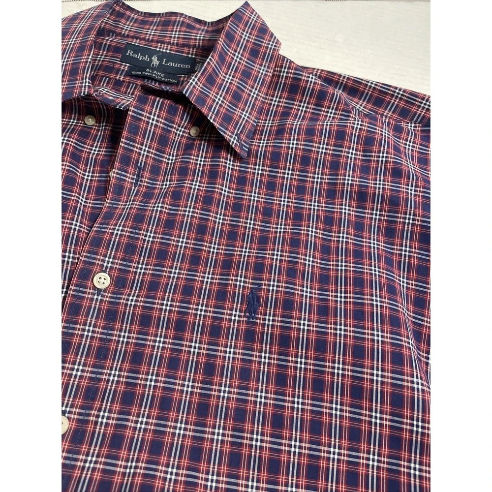 Polo Ralph Lauren Men's Blake Button Up Long Sleeve Red & Blue Plaid Sz XL